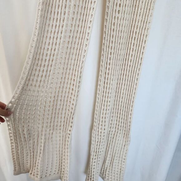 Blanco S Boho Crochet Flare Pants Open Knit Fabric Tan Beige Coastal Cowgirl NWT - Picture 8 of 12